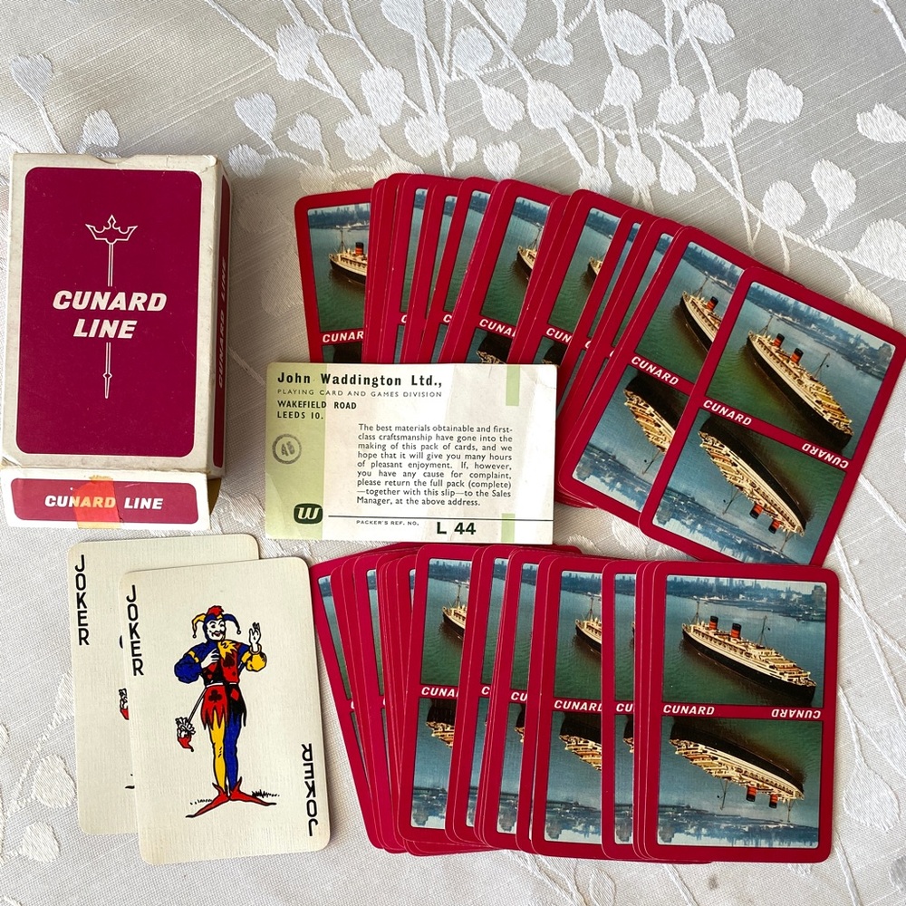 Cunard Cruise Line Ship Playing Cards Vtg Deck John Waddington Leeds & London VG